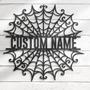 Personalized Halloween Metal Sign with Spider Graphics