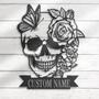 Personalized Halloween Metal Sign with Colorful Sugar Skull Design