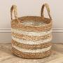 Classic Round Foldable Woven Storage Basket for Laundry