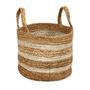 Classic Round Foldable Woven Storage Basket for Laundry