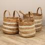 Classic Round Foldable Woven Storage Basket for Laundry