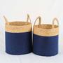 Eco-friendly Water Hyacinth Storage Basket with Handle for Home Organization