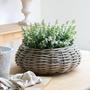 Handmade Vintage Color Wicker Rattan Flower Planter for Indoor Decoration