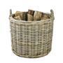 Stylish Grey & Buff Rattan Wicker Log Basket for Storage