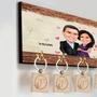 Custom Family Caricature Key Holder for Wall, Personalized Portraits of Mom and Dad