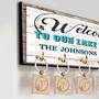 Welcome to Our Lake House – Rustic Family Caricature Key Holder for Charming Home Decor