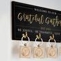 Grateful Gathering Key Holder, Personalized Gratitude Sign, Rustic Family Wall Decor