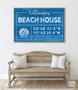 Personalized Beach Cottage Canvas Sign with Custom Coordinates and Sea Turtle Art