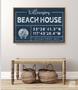 Personalized Beach Cottage Canvas Sign with Custom Coordinates and Sea Turtle Art