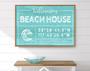 Personalized Beach Cottage Canvas Sign with Custom Coordinates and Sea Turtle Art