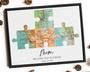 Personalized Family Puzzle Map Canvas Print - Thoughtful Christmas Gift For Parents - Long Distance Wall Art For Living Room