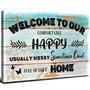 Rustic Farmhouse Welcome Canvas with Family Quotes Décor