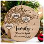 Family Tree Ceramic Christmas Ornament - 'Where Life Begins and Never Ends' Personalized Gift