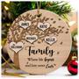 Family Tree Ceramic Christmas Ornament - 'Where Life Begins and Never Ends' Personalized Gift