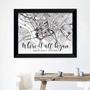 Personalized Where We Met Map Canvas For Couples - Engagement & Christmas Gift Idea