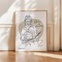 Heartfelt Grandpa Line Drawing Portrait Canvas - Personalized Christmas & Birthday Gift For Grandfather