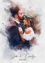 Personalized Wedding Illustration Canvas For Newlyweds - Custom Couple Portrait