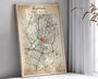 Personalized city map canvas Our First House, custom address with names and date, portrait layout, new homeowner gift.