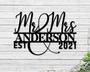 Mr And Mrs Metal Wedding Name Sign - Personalized Centerpiece For Wedding Venues And Sweetheart Tables