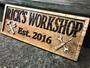 Personalized Dad Workshop Wooden Sign Gift For Him Father's Day, Man Cave Or Garage Decor