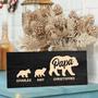 Personalized Papa Bear Wall Decor For Dad's Birthday From Daughter Or Wife - Rustic Wood Sign