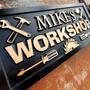 Custom Dad Workshop Name Sign - Perfect Father's Day Or Birthday Gift For His Garage Or Man Cave Decor