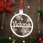 Personalized Christmas Ornament Laser Cut For Holiday Decor Made In USA Custom Name Gift Tag Bauble