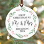 Personalized Our First Christmas As Mr & Mrs Ornament 2024 For Newlyweds - Heartfelt Gift And Wedding Keepsake