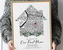 Custom Home Map First Time Home Buyer Personalized Housewarming Gift