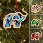 Personalized Elephant Family Suncatcher Ornament - Custom Christmas Tree Decor For Elephant Lovers