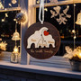 Heartfelt Elephant Family Wooden Ornament Personalized Puzzle Design For First Christmas Keepsake Decoration