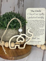 Elephant family ornament in maple wood, sisterhood and friendship gift for sisters, includes card and gift pouch.
