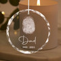 Engraved Fingerprint Memorial Ornament - Personalized Sympathy Gift For Dad's Memory - Thoughtful Christmas Keepsake
