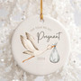 Thoughtful New Parents Gift - Personalized Ceramic Christmas Ornament With Baby Announcement