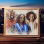 Custom Watercolor Family Portrait Canvas - Combine Photos Including Deceased Loved One for Memorial Tribute