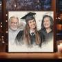 Custom Watercolor Family Portrait Canvas - Combine Photos Including Deceased Loved One for Memorial Tribute