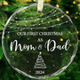 Thoughtful First Christmas Ornament For New Parents 2024 - Customizable Glass Keepsake Gift