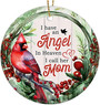 Heartfelt Angel In Heaven Mom Ornament - Sympathy Gift For Loved Ones, Double-Sided Ceramic Keepsake For Christmas Tree