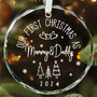 Glass Family Ornament 2024 For New Mom And Dad - Baby's First Christmas Keepsake