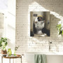 Funny Dachshund Reading Newspaper Canvas Art Farmhouse Bathroom Decor 