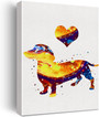 Dachshund Watercolor Canvas Art – Framed Wall Decor For Dog Lovers