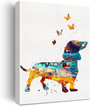 Watercolor Dachshund Canvas Art - Thoughtful Dog Lovers Gift Featuring Butterfly Design For Living Room