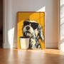 Hipster Coffee Dog Canvas Wall Art For Kitchen Or Dorm - Gift For Coffee Lovers