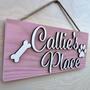 Custom Dog Wall Art - Personalized Wooden Sign For Pet Area - 3D Name Design With Paw Element