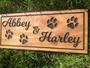 Custom Engraved Dog Wall Art For Outdoor - Personalized Paw Print Wood Sign For Pet Lovers