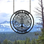 Tree of Life metal sign personalized family tree wall decor with custom names, ideal for living room or outdoor space.