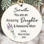 Personalized Mother Daughter Art Ornament For Christmas - Heartfelt Keepsake Gift From Mom And Dad