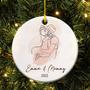 Personalized Mother Daughter Christmas Ornament Line Drawing Keepsake