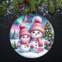 Thoughtful Mother Daughter Art Ornament - Custom Pink Snowman Gift For Christmas 2024