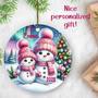 Thoughtful Mother Daughter Art Ornament - Custom Pink Snowman Gift For Christmas 2024